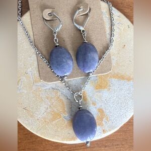 Genuine Tanzanite bead Necklace and Leverback Earring set Stainless Steel💜💜💜